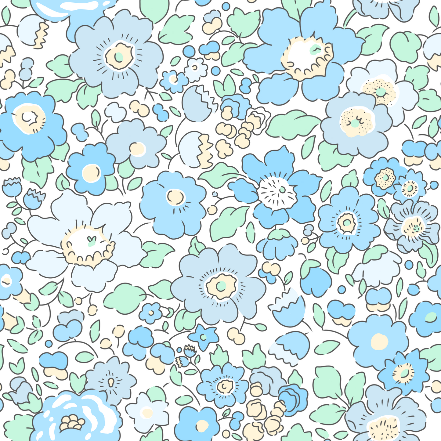 MPB Ditsy Floral Blue and Green