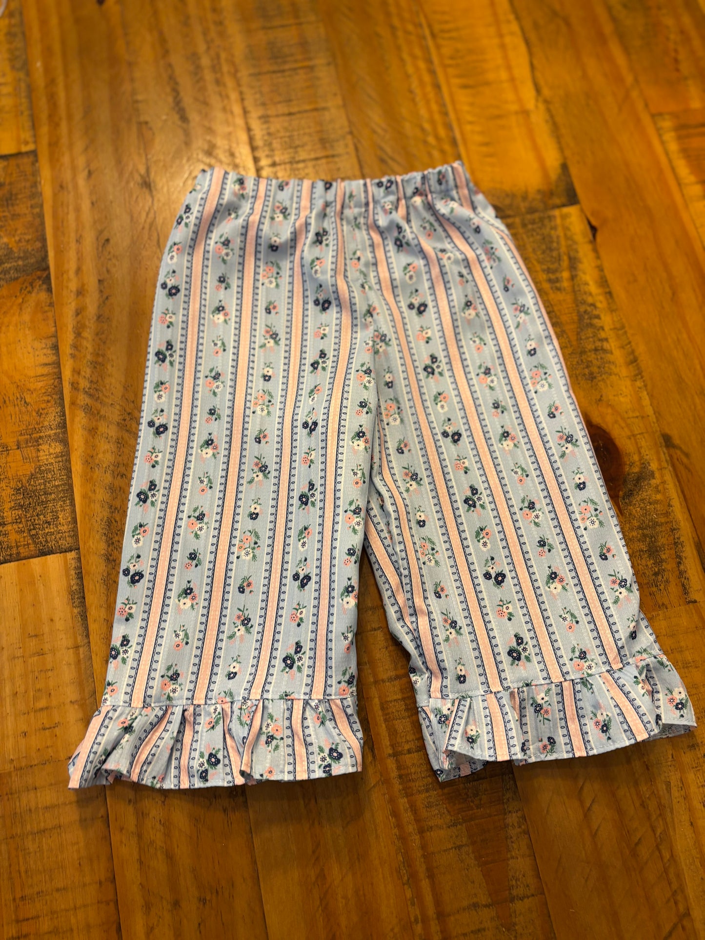 BLUE Isadora ruffle trousers 9-12 months