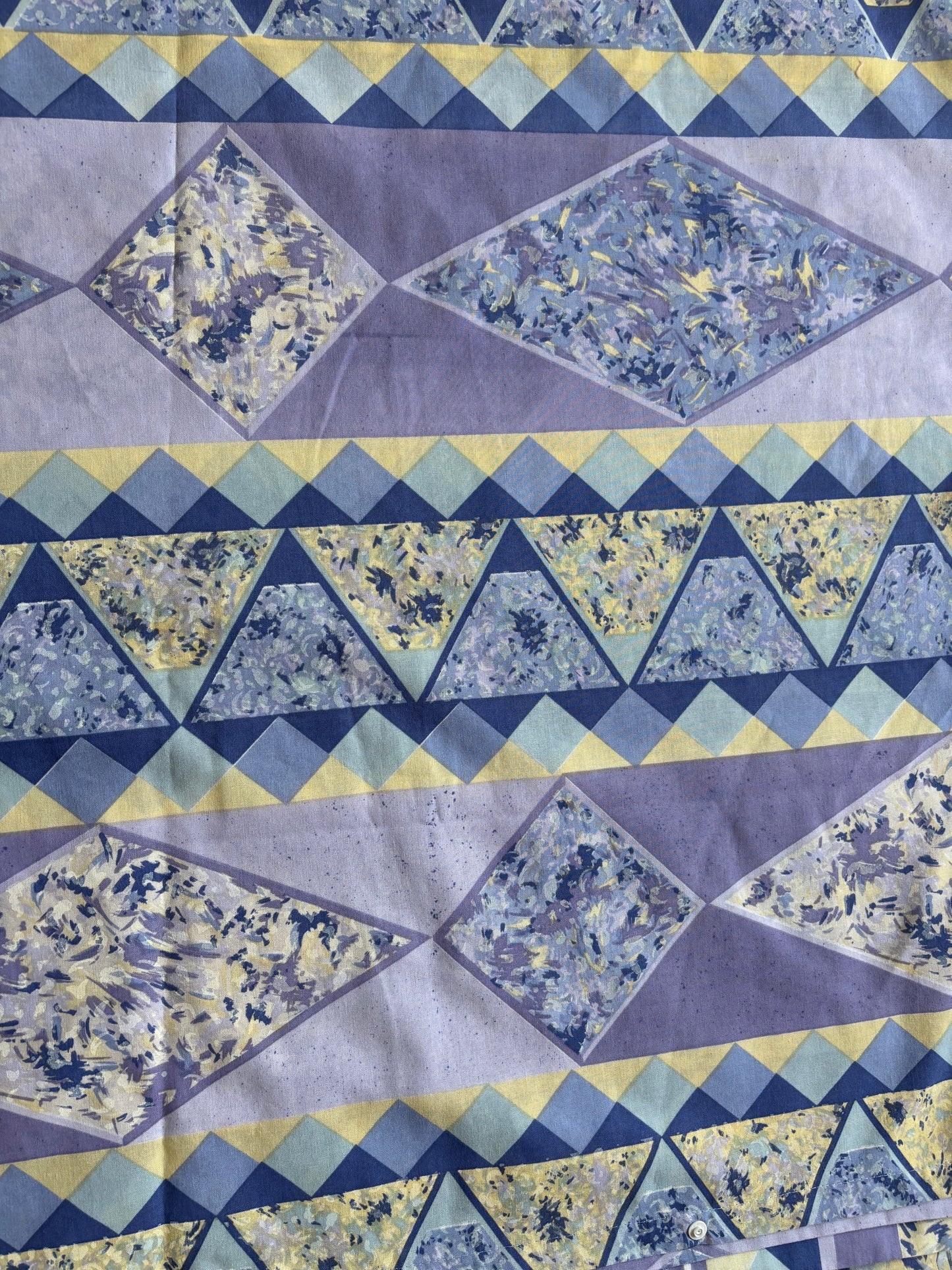 Rare vintage blue/ lilac/ yellow geo print