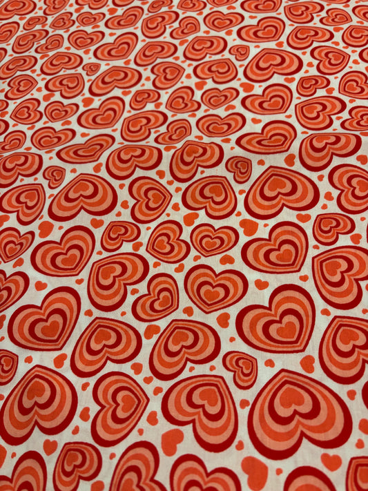 Red hearts valentines fabric