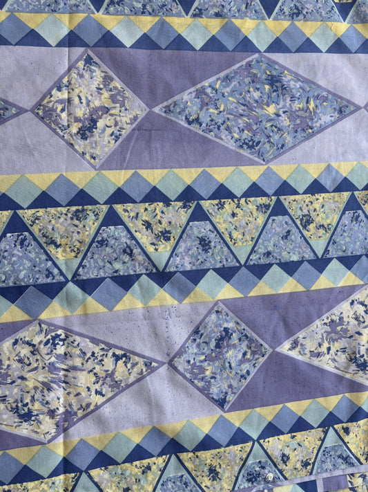 Rare vintage blue/ lilac/ yellow geo print