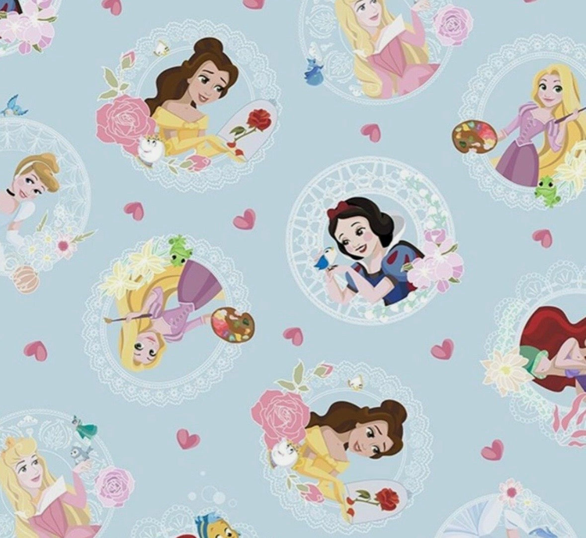 Disney princess light blue fabric