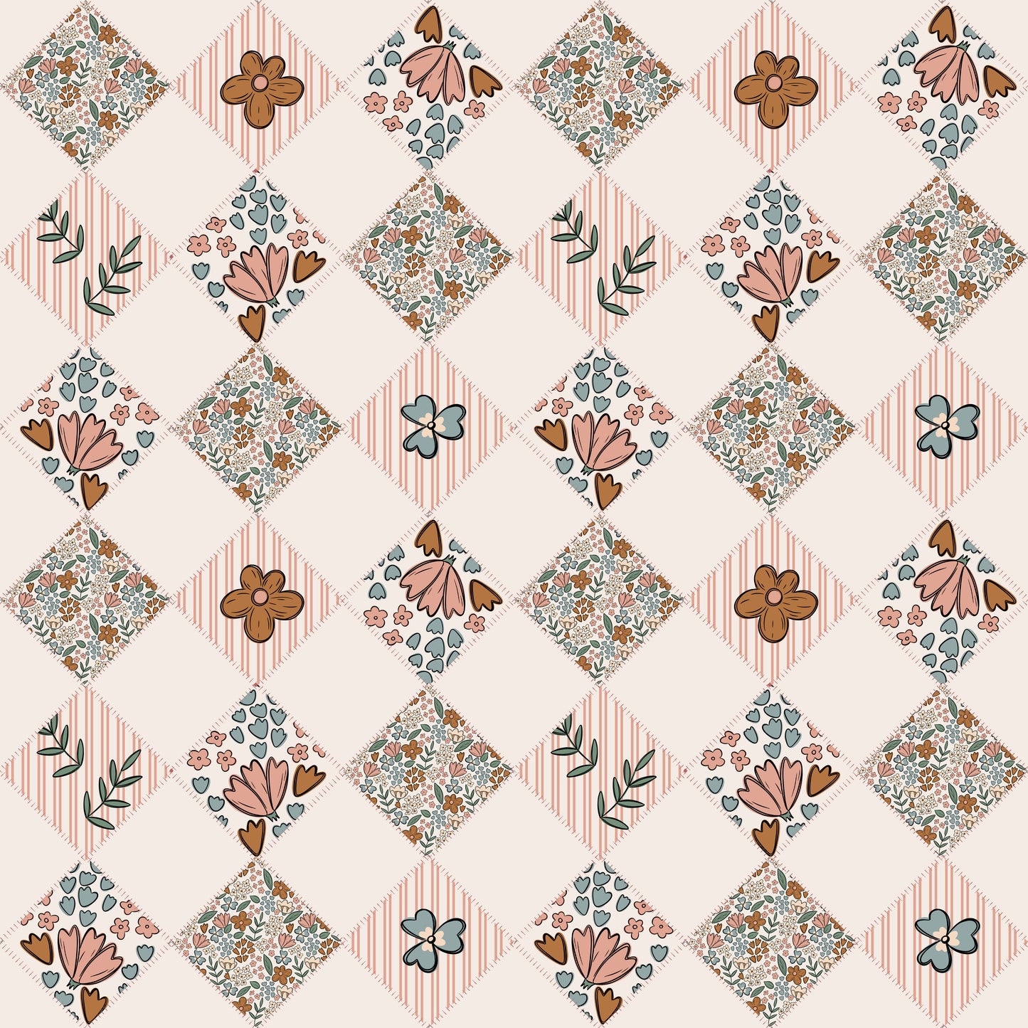 Quilted effect Fall Floral