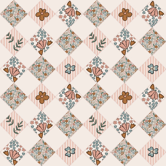 Quilted effect Fall Floral